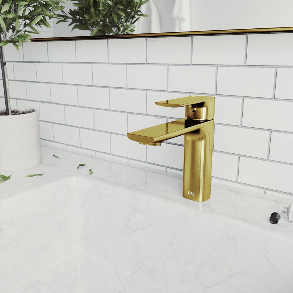 VIGO - Davidson Single Hole Single Lever Bathroom Faucet In Matte Brushed Gold Model# VG01043MG