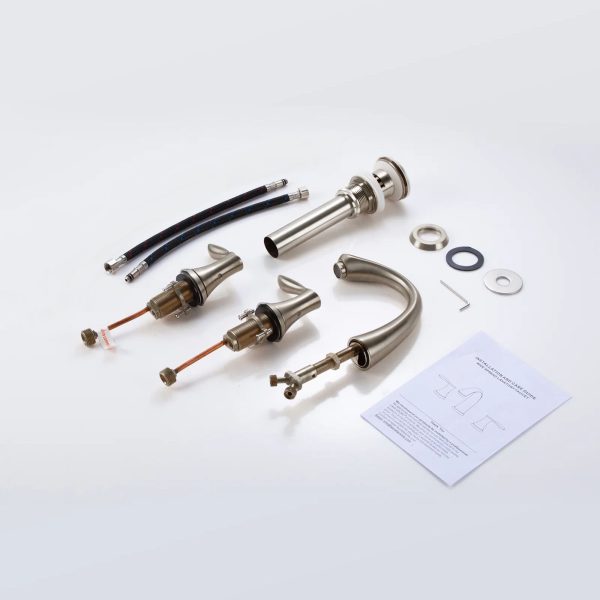 Oakland Wide Spread Bathroom Sink Faucet with Pop Up Drain in Brushed Nickel Model# KSB8232BN
