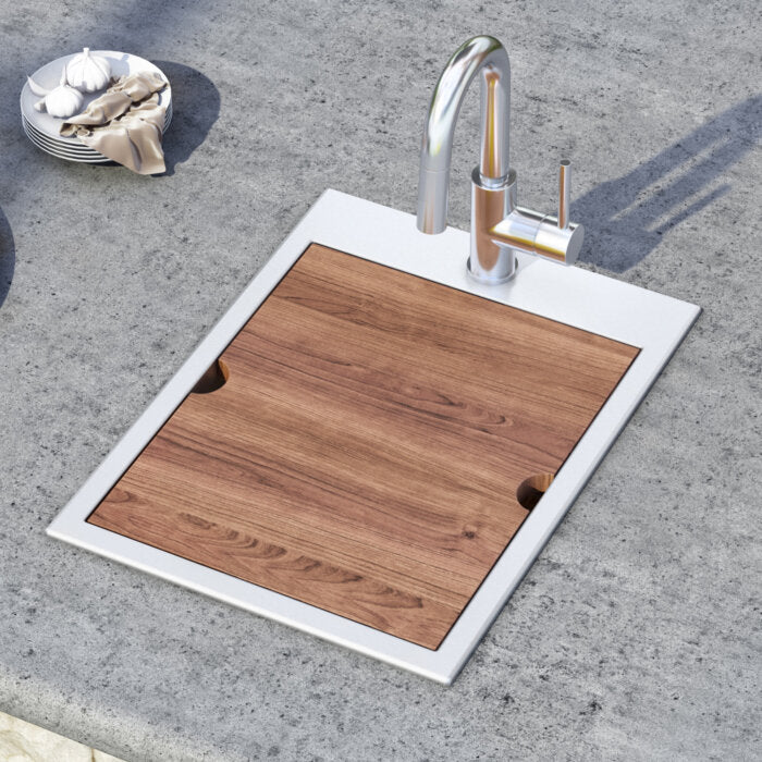 Vino Ruvati 18" x 20" RV Camper Van Workstation Drop-in Topmount Bar Prep Tiny Home Sink Stainless Steel – Model # RVH8218