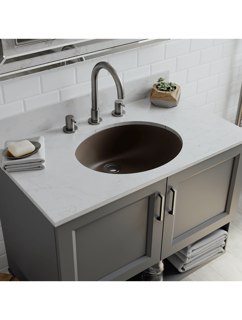 Lexicon Platinum V210 Quartz Composite Oval Vanity Sink Model# V210