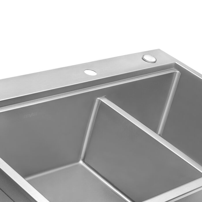 Siena Ruvati 33" x 22" Workstation Drop-in 60/40 Double Bowl Topmount Rounded Corners 16 Gauge Stainless Steel Ledge Kitchen Sink – Model # RVH8035