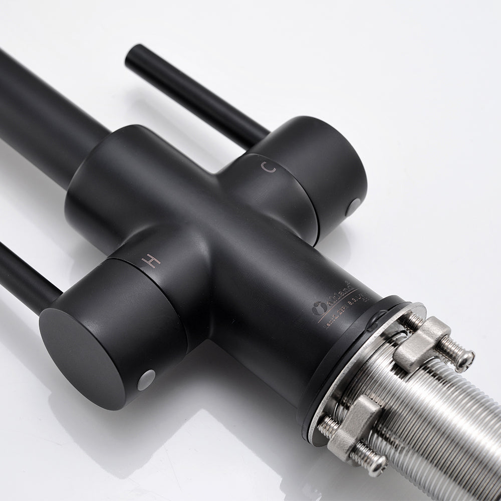 Oakland Two Handle Bathroom Sink Faucet with Pop Up Drain in Matte Black – Model # KSB1217MB