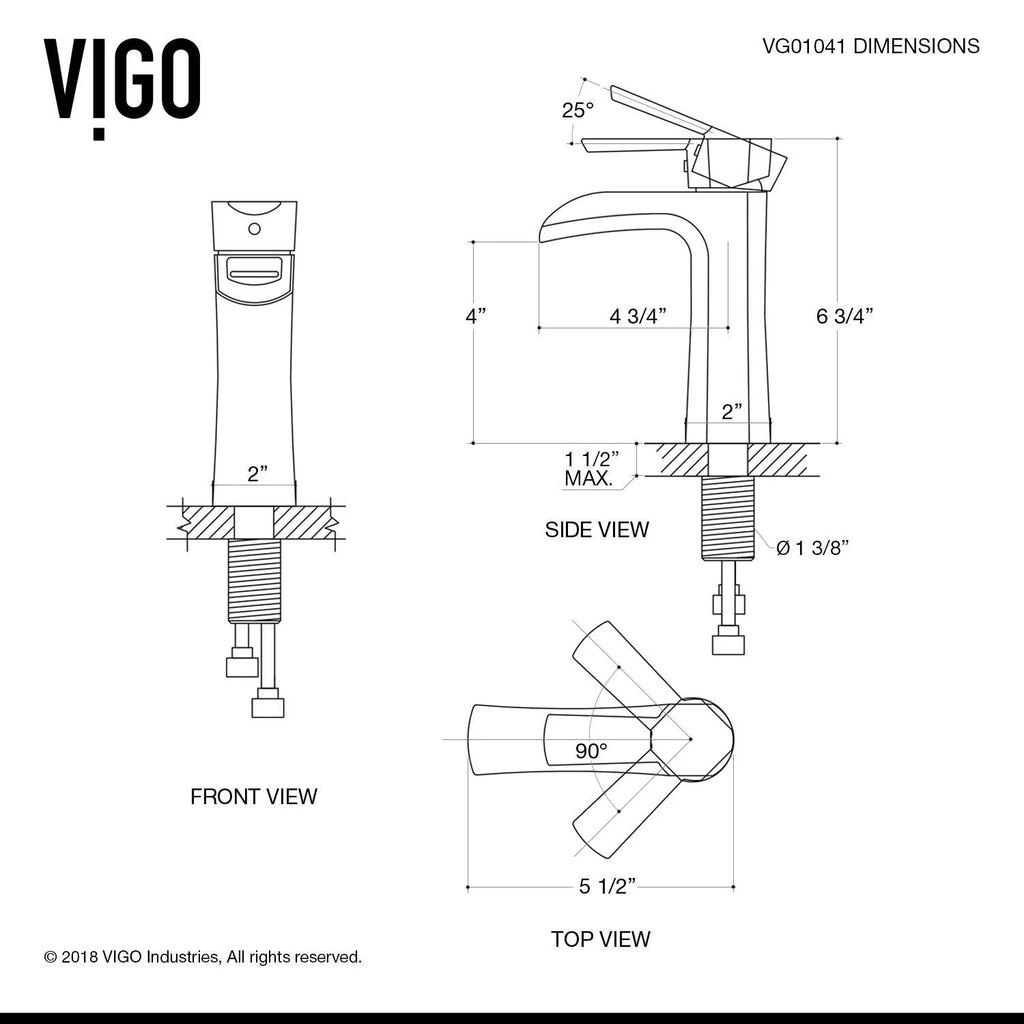 VIGO - Paloma Single Hole Single Handle Open Front Bathroom Faucet In Chrome Model# VG01041CH