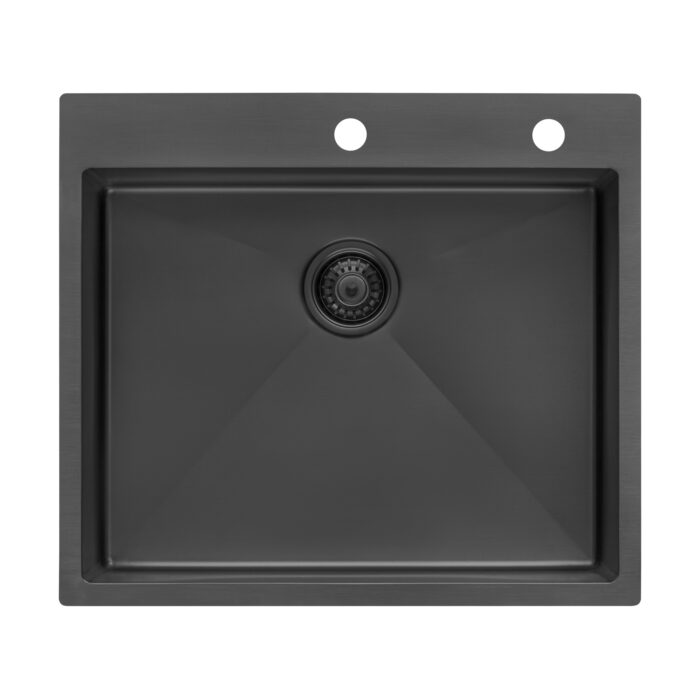 Terraza  Ruvati 25"Gunmetal Black Stainless Steel Drop-in Topmount Kitchen Sink Single Bowl – Model# RVH5007BL