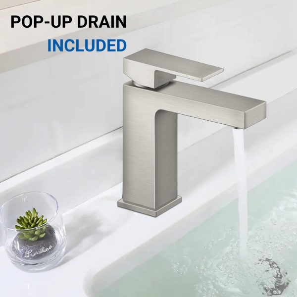 Oakland Single Handle 1 Hole Bathroom Sink Faucet with Pop Up Drain Model# KSB1112BN