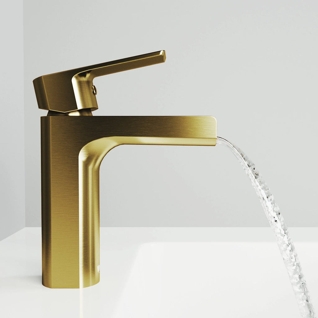 VIGO - Amada Single Hole Open Spout Bathroom Faucet In Matte Brushed Gold Finish Model# VG01042MG