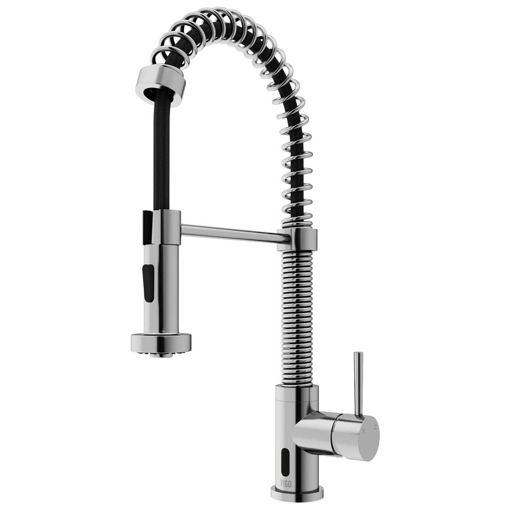 VIGO - Edison 19" Single Handle Smart Pull-Down Touchless Kitchen Faucet With Spring In Stainless Steel Finish Model# VG02001STS
