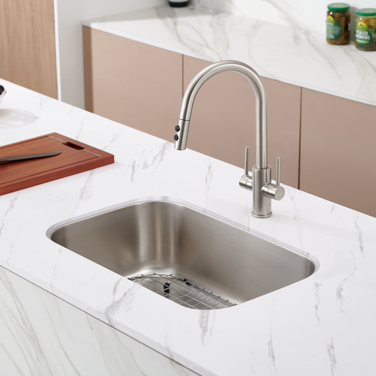 Oakland Large Size 18 Gauge 32″ Undermount Rectangular Stainless Steel Single Bowl Kitchen Sink Model# KSU32199