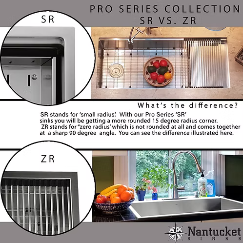 Nantucket Sinks Pro Series Rectangle Single Bowl Undermount Small Radius Corners Stainless Steel Kitchen Sink Model# SR2318-16