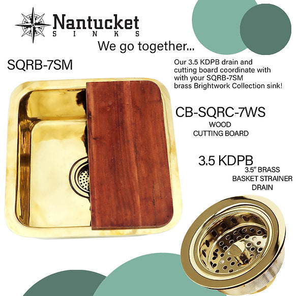 Nantucket Sinks Square Brass Undermount Bar/Prep Sink Model# SQRB-7SM