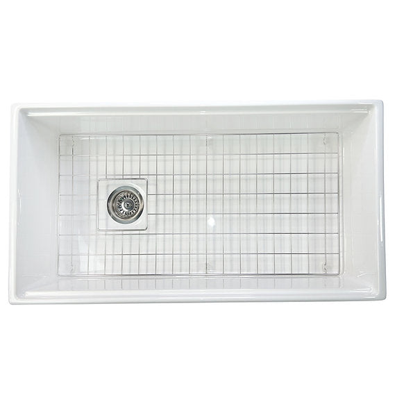 Nantucket Sinks - 36" Fireclay Farmhouse Workstation Single Bowl Kitchen Sink In White Model# T-PS36W
