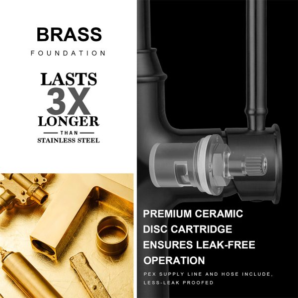 Single Handle Pull-Down 1 Hole Kitchen Faucet in Satin Gold Model# KSK1124SG