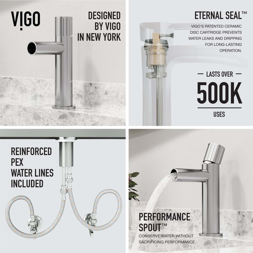 VIGO - Ashford Single Hole Bathroom Faucet In Brushed Nickel Model# VG01052BN