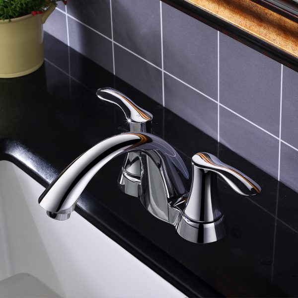 4″ Center Set Two Handles Bathroom Sink Faucet with Pop Up Drain in Chrome Model# KSB4232C