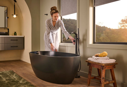 Canali Ruvati 59-inch Matte Black epiStone Solid Surface Oval Freestanding Bathtub Canali – Model# RVB6744BK