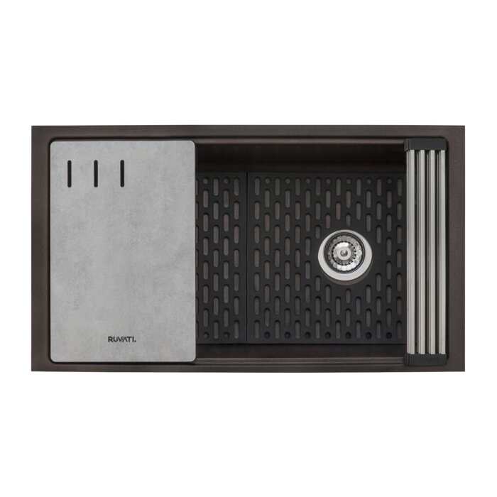 epiStage Model: RVG2302ES Ruvati 33-inch Granite Composite Quartz Undermount Workstation Kitchen Sink Coffee Brown – RVG2302ES