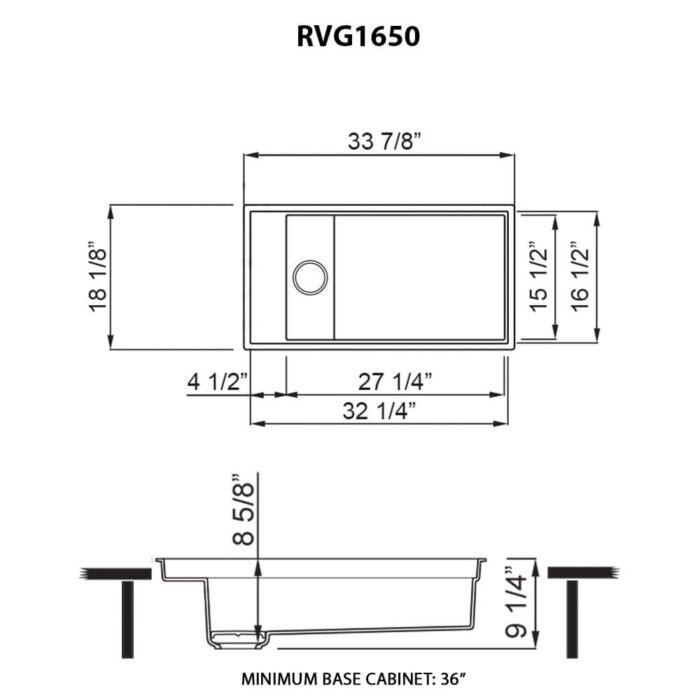 epiStage Model: RVG1650WH Ruvati 18 x 34 inch Granite Composite Quartz Workstation Kitchen Sink epiStage Dual Mount Single Bowl – Arctic White Matte – RVG1650WH