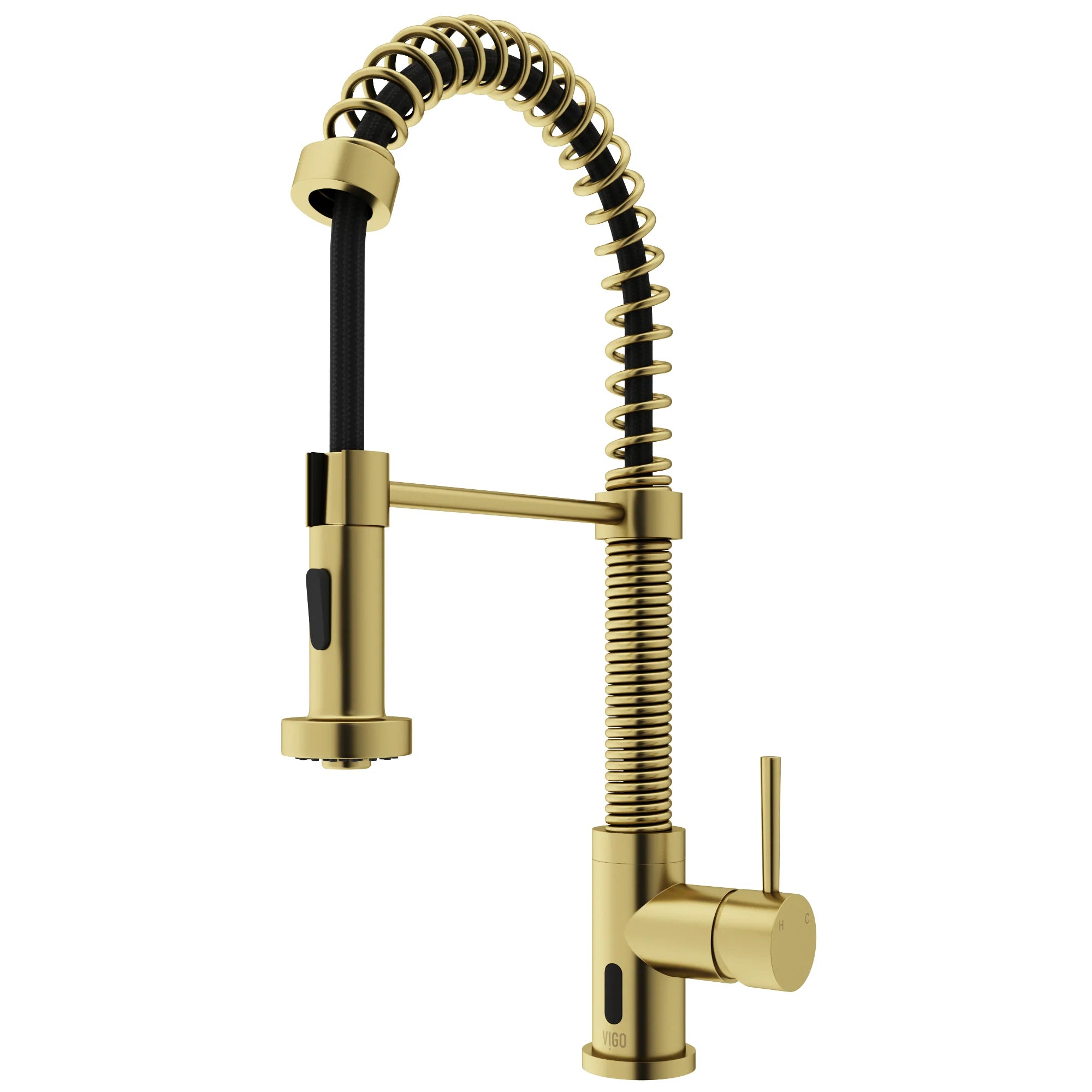 VIGO - Edison 19" Single Handle Smart Pull-Down Touchless Kitchen Faucet With Spring In Matte Brushed Gold Finish Model# VG02001MGS