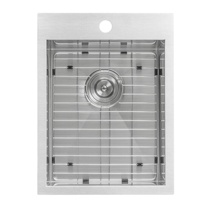 Tirana Model: RVH8110 Ruvati 15 x 20 inch Drop-in Topmount Bar Prep Sink 16 Gauge Stainless Steel Single Bowl – RVH8110