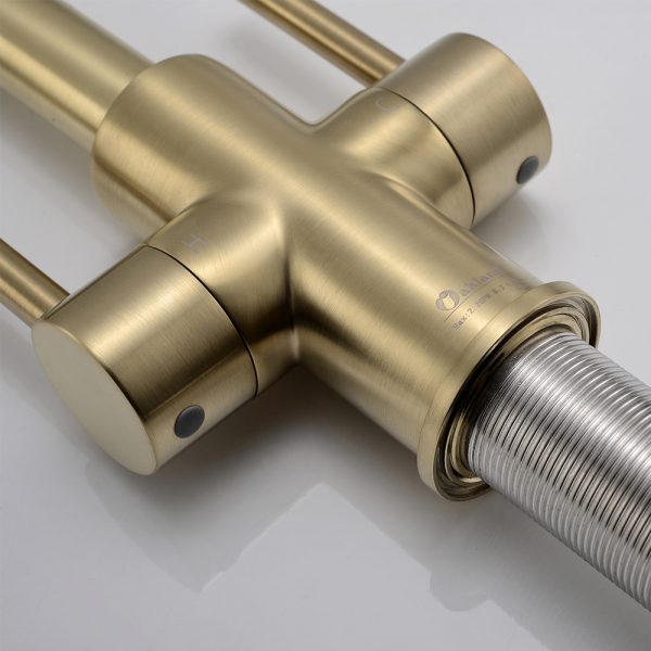 Oakland Two Handles Bathroom Sink Faucet with Pop Up Drain in Satin Gold Model#KSB1217SG