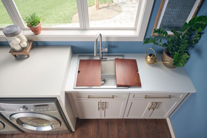 Alto Ruvati 25 x 22 x 12 inch Drop-in Top Mount Laundry Utility Workstation Sink 16 Gauge Stainless Steel – Model# RVU6425