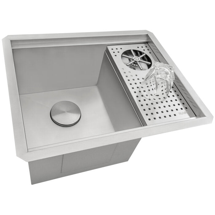 Ibiza Ruvati Glass Rinser and Sink Combo 22" Workstation for Wet Bar Bottle Washer Undermount – Model# RVH8542ST