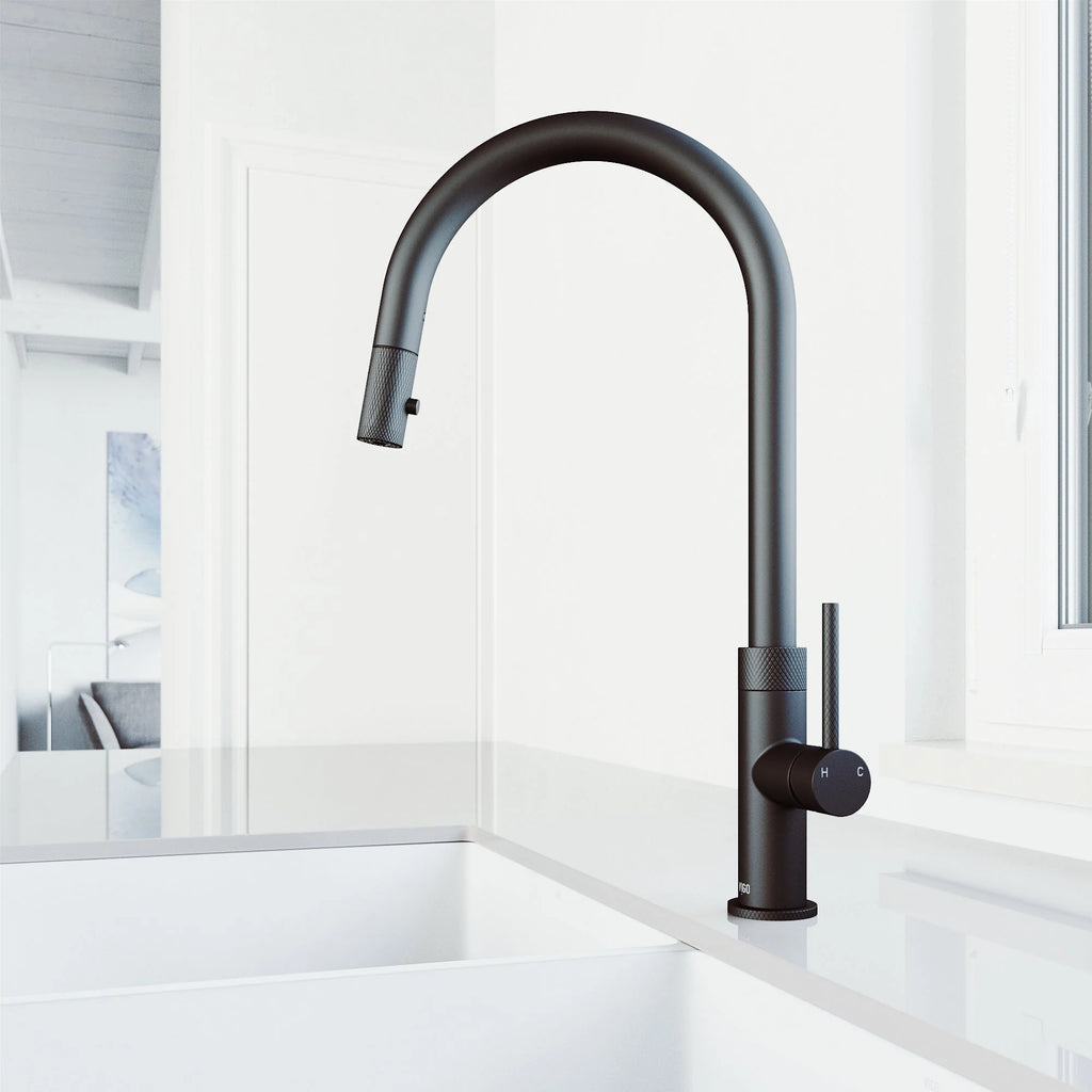 VIGO - Bristol Pull-Down Single Lever Kitchen Faucet In Matte Black Model# VG02033MB