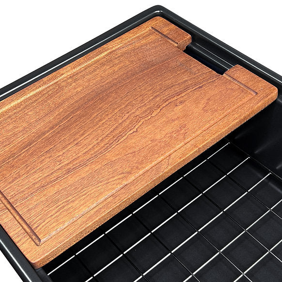 Nantucket Sinks - 36" Fireclay Farmhouse Workstation Single Bowl Kitchen Sink In Matte Black Model# T-PS36MB