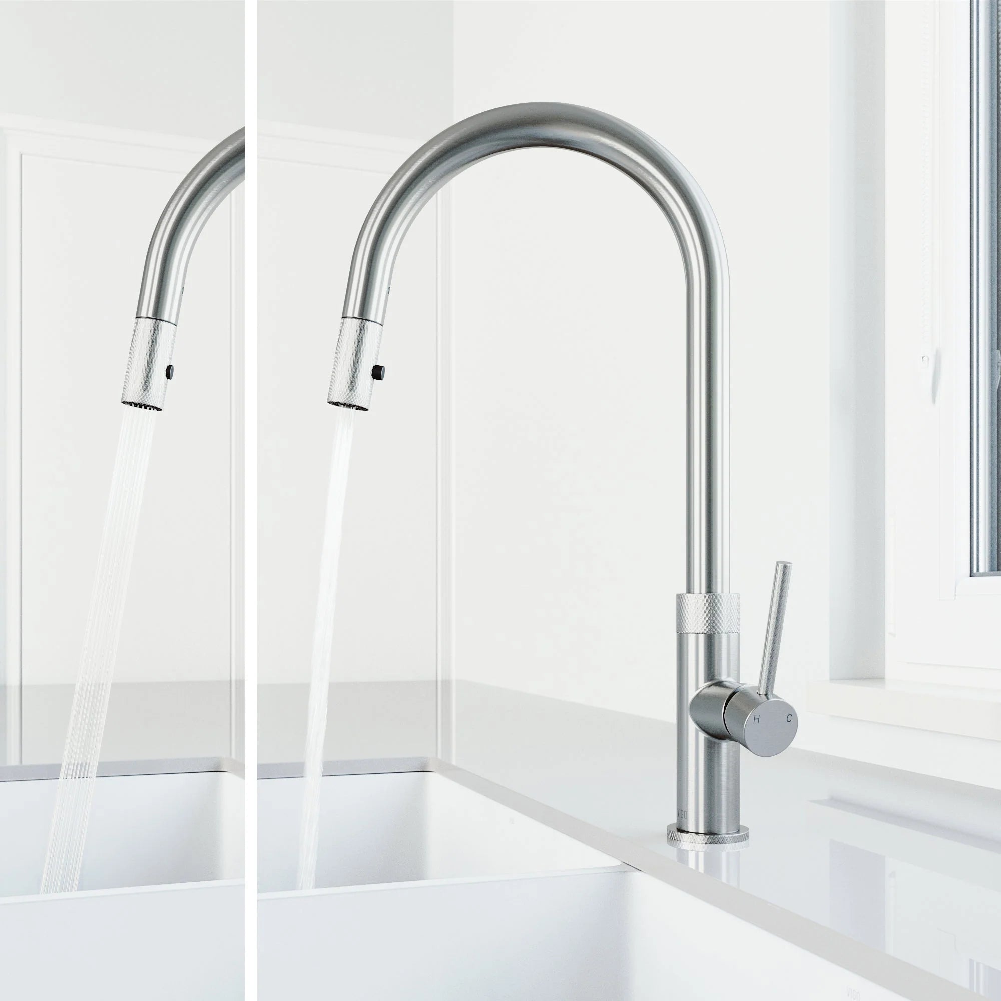 VIGO - Bristol Pull-Down Single Lever Kitchen Faucet In Stainless Steel Model# VG02033ST