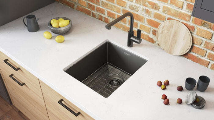 Terraza Ruvati 14" Gunmetal Black Stainless Steel Undermount Bar Prep Sink – Model# RVH7114BL