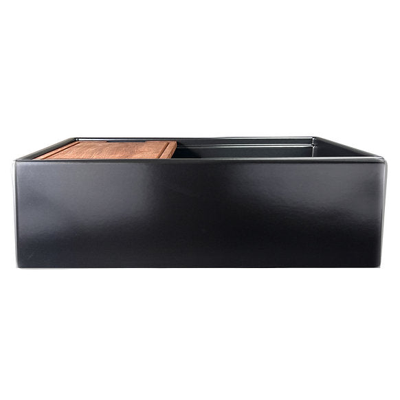 Nantucket Sinks - 30" Fireclay Reversible Workstation Farmhouse Fireclay Sink with Offset Drain and Accessories Model# T-PS30MB