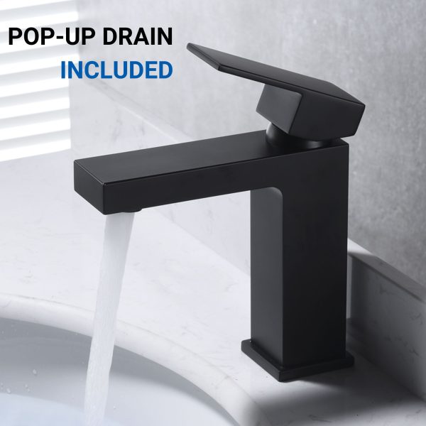 Oakland Single Handle 1 Hole Bathroom Sink Faucet with Pop Up Drain Model# KSB1112MB