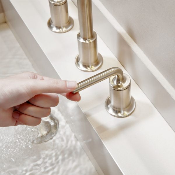 Oakland Wide Spread Bathroom Sink Faucet with Pop Up Drain in Brushed Nickel – Model #KSB8236BN