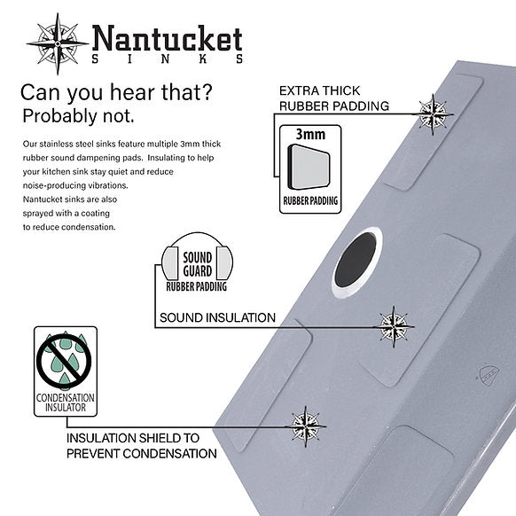 Nantucket Sinks 32-1/2" Double Bowl Equal Undermount Stainless Steel Kitchen Sink, 16 Gauge  Model# NS10i-16