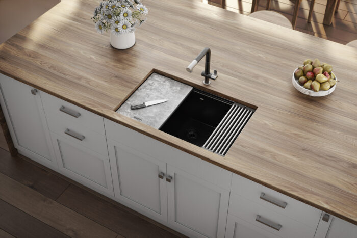 epiStage Model: RVG2310BK Ruvati 30-inch Granite Composite Quartz Workstation Matte Black Undermount Kitchen Sink – RVG2310BK