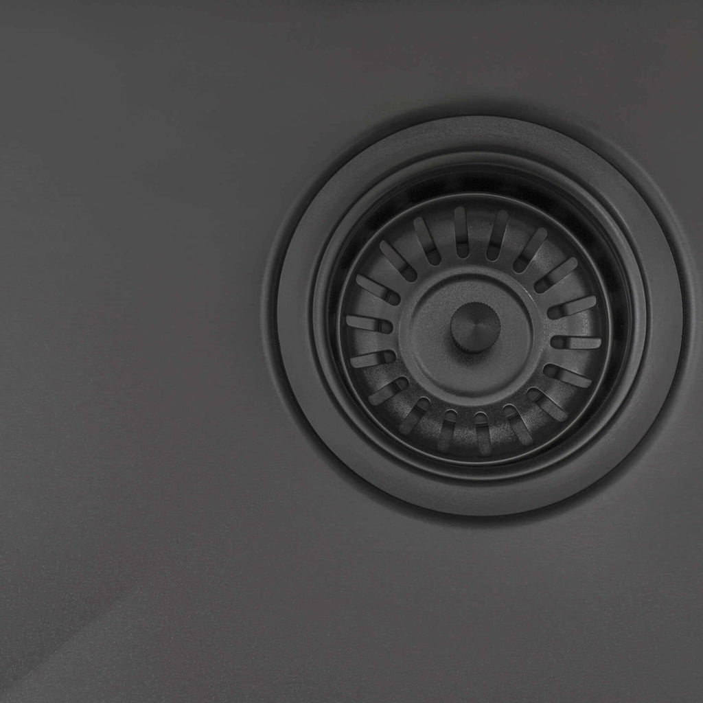 Terraza Ruvati 27" Undermount Gunmetal Black Stainless Steel Kitchen Sink 16 Gauge Single Bowl – Model# RVH6127BL
