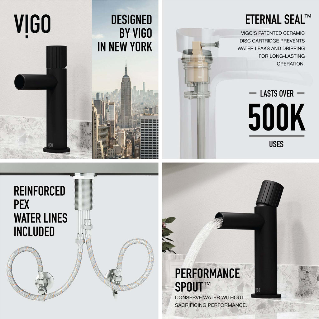 VIGO - Ashford Single Hole Bathroom Faucet In Matte Black Model# VG01052MB