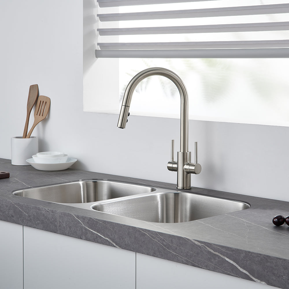 Oakland 32″ Undermount Stainless Steel 50/50 Double Bowl Kitchen Sink Model# KSU321899B
