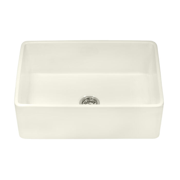 Fiamma Ruvati 33" x 20" Fireclay Reversible Farmhouse Apron-Front Kitchen Sink Single Bowl – Biscuit – Model# RVL2300BS