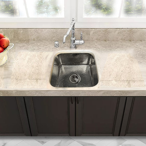 Nantucket Sinks - 16-1/2" Square Stainless Steel Hammered Bar/Prep Sink Model# SQRS-7