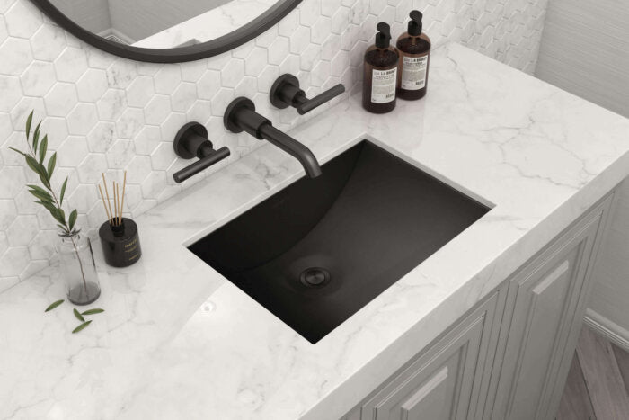 Ariaso  Ruvati 16" x 13" Gunmetal Black Undermount Bathroom Sink Stainless Steel – Model# RVH6106BL