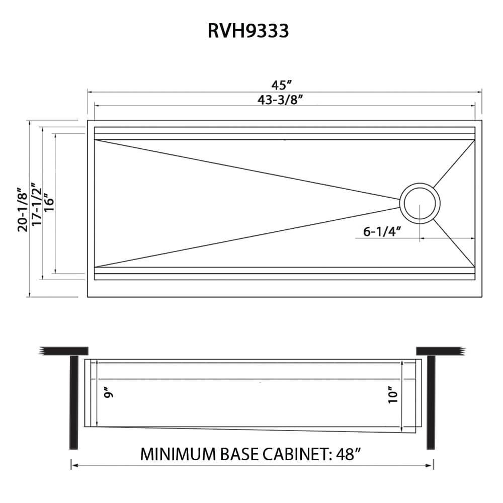Dual Tier Model: RVH9333 Ruvati 45-inch Workstation Two-Tiered Ledge Kitchen Sink Apron-Front 16 Gauge Stainless Steel