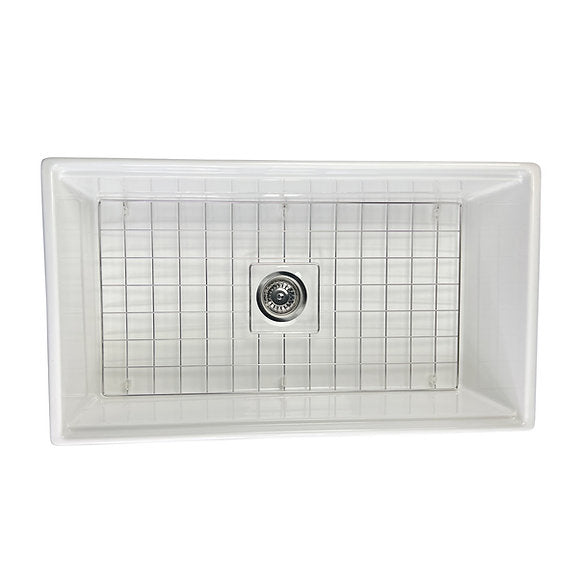 Nantucket Sinks - 33" Fireclay Reversible Workstation Farmhouse Fireclay Sink with Included Accessories Model# T-PS33W