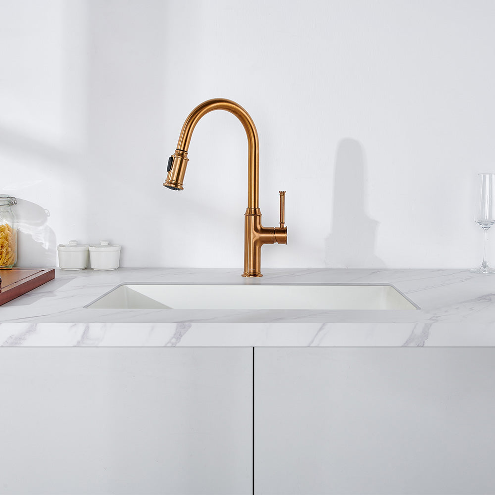 Oakland 27″ Undermount Granite Composite Single Bowl Kitchen Sink In White Model# KGU27189WT