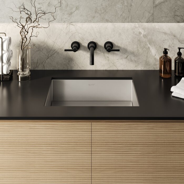 Ariaso Ruvati 20" x 14" Brushed Stainless Steel Undermount Ramp Bathroom Sink Stainless Steel – Model# RVH6140ST