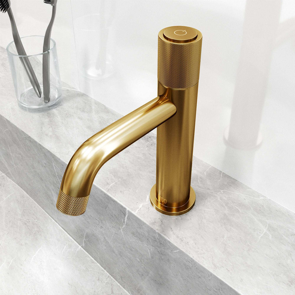 VIGO - Apollo Single Hole Bathroom Faucet In Matte Brushed Gold Model# VG01048MG