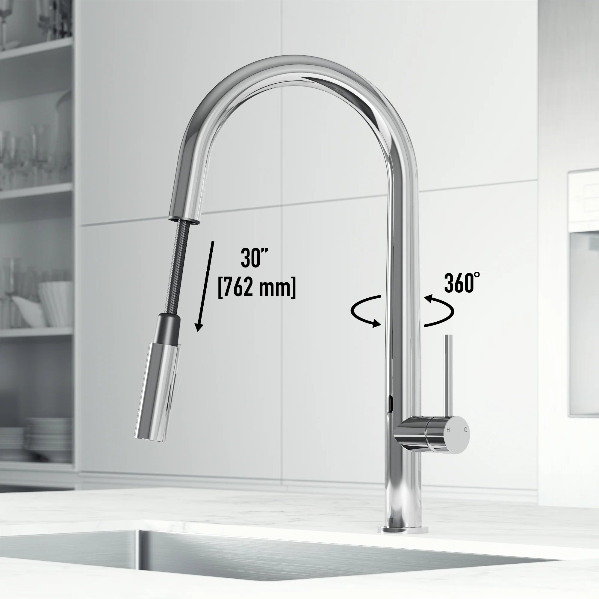 VIGO - Greenwich 18 in. Single Handle Smart Pull-Down Touchless Sensor Kitchen Faucet In Chrome Finish Model# VG02029CHS