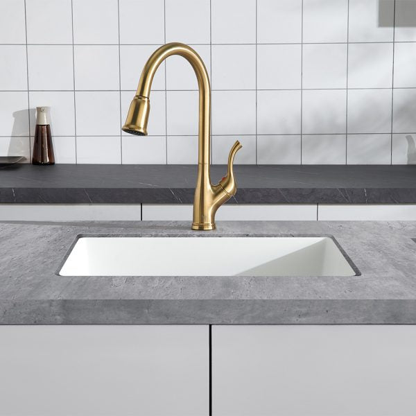 Oakland 23″ Undermount Granite Composite Single Bowl Kitchen Sink In White Model# KGU23189WT