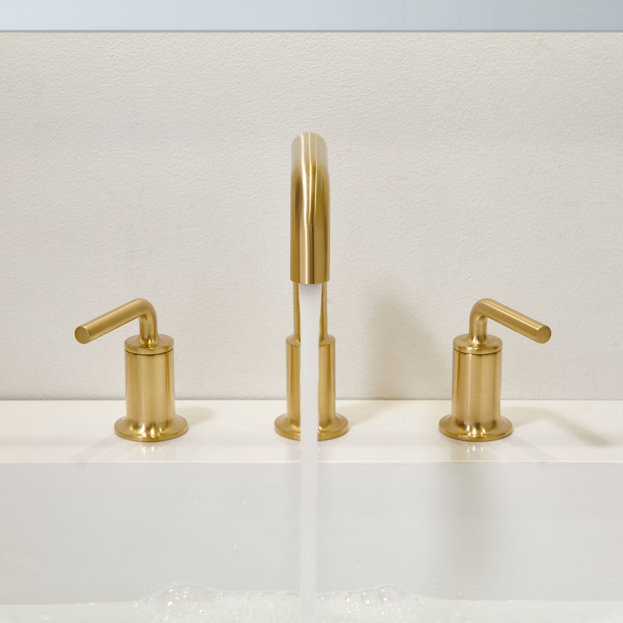 Oakland Wide Spread 2 Handle Bathroom Sink Faucet with Pop Up Drain in Satin Gold – Model #KSB8236SG