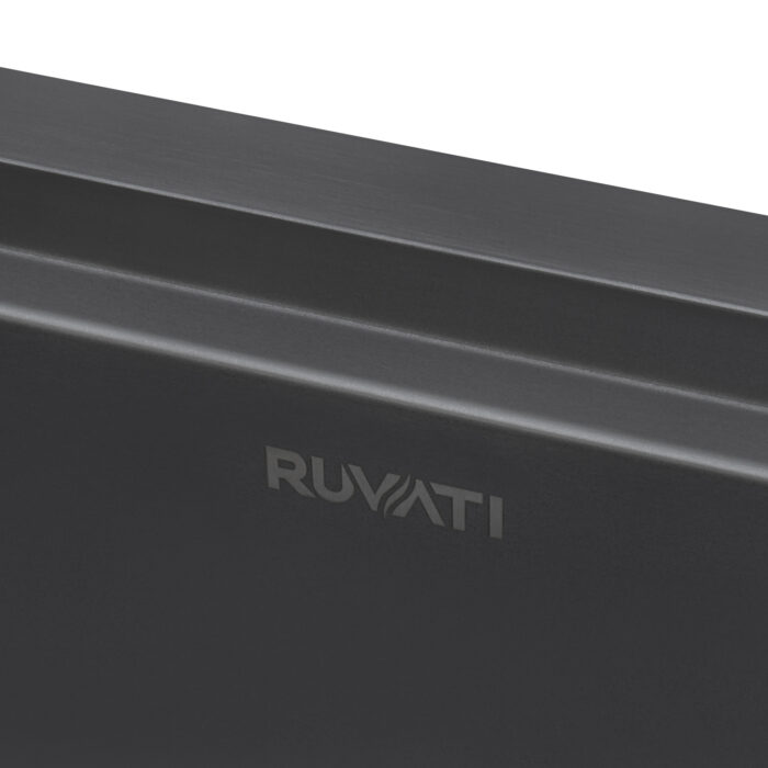Giana Ruvati 33 inch Gunmetal Black Stainless Steel Workstation Drop-in Topmount Kitchen Sink Single Bowl – Model# RVH5003BL